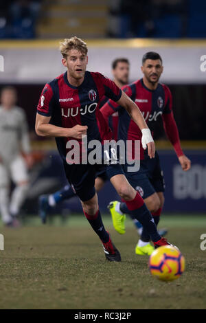 Filip Helander (Bologne) au cours de la 'Italien Italie Cup' match entre Bologne 0 - 2 Juventus au stade Renato Dall'Ara, le 12 janvier 2019 à Bologne, en Italie. Credit : Maurizio Borsari/AFLO/Alamy Live News Banque D'Images