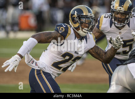 Oakland, Californie, USA. Août 14, 2015. Saint Louis Rams Trumaine évoluait Johnson (22) le vendredi 14 août 2015, à Oakland, Californie. Les raiders battu les Rams 18-3 dans un match pré-saison. Crédit : Al Golub/ZUMA/Alamy Fil Live News Banque D'Images