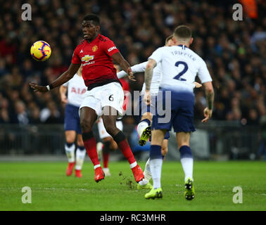 Londres, Royaume-Uni. 13e Janvier 2019. Paul Pogba Manchester United au cours au cours de Premier League anglaise entre Tottenham Hotspur et Manchester United au stade de Wembley, Londres, Angleterre le 13 Jan 2019 Action Sport Crédit photo FA Premier League Ligue de football et les images sont soumis à licence. DataCo Usage éditorial uniquement. Pas de vente d'impression. Aucun usage personnel des ventes. Aucune UTILISATION NON RÉMUNÉRÉ : Crédit photo Action Sport/Alamy Live News Banque D'Images