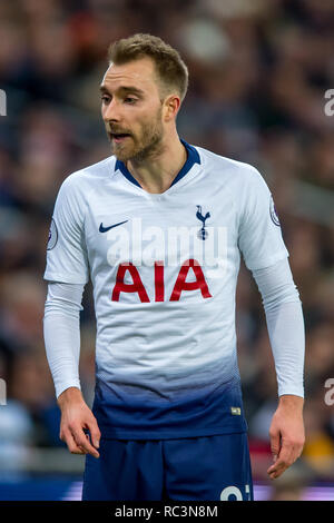 Londres, Royaume-Uni. 13e Janvier 2019. Christian Eriksen de Tottenham Hotspur lors de la Premier League match entre Tottenham Hotspur et Manchester United au stade de Wembley, Londres, Angleterre le 13 janvier 2019. Photo par Salvio Calabrese. Usage éditorial uniquement, licence requise pour un usage commercial. Aucune utilisation de pari, de jeux ou d'un seul club/ligue/dvd publications. Credit : UK Sports Photos Ltd/Alamy Live News Banque D'Images