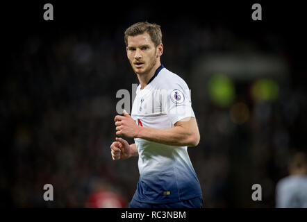 Londres, Royaume-Uni. 13e Janvier 2019. Jan Vertonghen d'éperons au cours de la Premier League match entre Tottenham Hotspur et Manchester United au stade de Wembley, Londres, Angleterre le 13 janvier 2019. Photo par Andy Rowland. Crédit : Andrew Rowland/Alamy Live News Banque D'Images