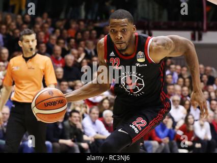 Trieste, Italie. 13e Janvier 2019. Foto LaPresse/Andrea Bressanutti 13/01/2019 Trieste (Italia), Sport Alma Trieste vs Armani Exchange Milano - Campionato di, Serie A - Stade Allianz "Dome" Nella foto : sanders Photo LaPresse/Andrea Bressanutti, 13 janvier 2019 à Trieste (Italie) Sport Basket Alma Trieste vs Armani Exchange Milano - Championnat de basket-ball italien ligue A - "Dome" Allianz Stadium Dans le pic : sanders Crédit : LaPresse/Alamy Live News Banque D'Images