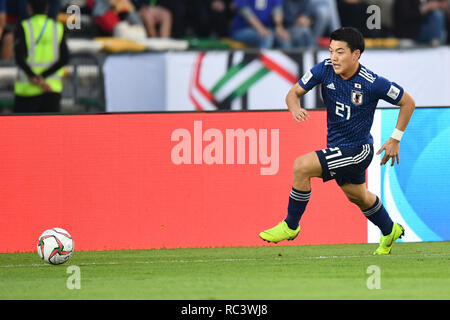 Ritsu Doan (JPN), le 13 janvier 2019 - Football / Soccer : AFC Asian Cup 2019 ÉMIRATS ARABES UNIS, Groupe F match entre Oman 0-1 Japon à Zayed Sports City Stadium à Abu Dhabi, Emirats Arabes Unis. (Photo de MATSUO.K/AFLO SPORT) Banque D'Images