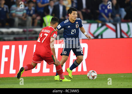 Ritsu Doan (JPN), le 13 janvier 2019 - Football / Soccer : AFC Asian Cup 2019 ÉMIRATS ARABES UNIS, Groupe F match entre Oman 0-1 Japon à Zayed Sports City Stadium à Abu Dhabi, Emirats Arabes Unis. (Photo de MATSUO.K/AFLO SPORT) Banque D'Images