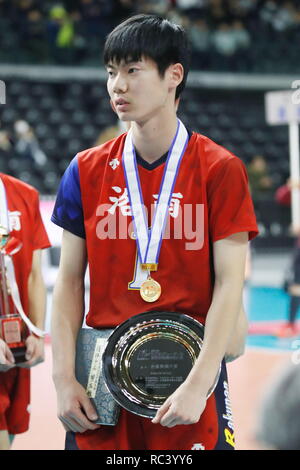 Plaza Sport Forêt Musashino, Tokyo, Japon. 13 Jan, 2019. Tatsunori Otsuka (), le 13 janvier 2019 - Volley-ball : le 71ème All Japan High School au Championnat de Volleyball Sports Plaza Forêt Musashino, Tokyo, Japon. Credit : Sho Tamura/AFLO SPORT/Alamy Live News Banque D'Images