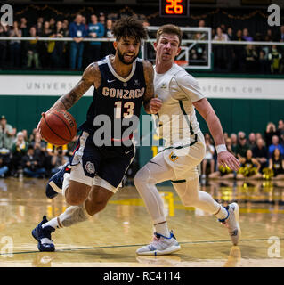 Jan 12 2019 San Francisco, CA U.S.A. 1568 guard Josh Perkins (13) disques durs au panier pendant la NCAA Men's match de basket-ball entre 1568 et les Bulldogs de San Francisco Dons 96-83 gagner au War Memorial Gymnasium San Francisco Californie Thurman James/CSM Banque D'Images