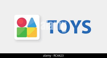 Logo emblème Vector illustration pour Kids toys shop ou centre d'éducation. Inscrivez-isolé sur fond blanc. Illustration de Vecteur