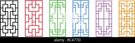 Ensemble de châssis de fenêtre en chinois sur blanc, vector art design Illustration de Vecteur
