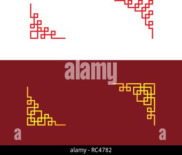 Ensemble d'angle chinois dans un style linéaire, Vector art design Illustration de Vecteur
