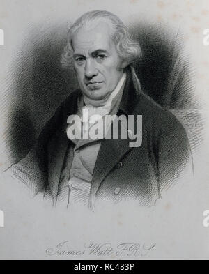 James Watt (1736-1819). L'inventeur écossais. La gravure. 19e siècle. Banque D'Images