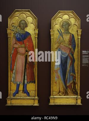 Maître de palais de Venise (1340-1360). Peintre italien. Saint Victor et Sainte Couronne, c.1350. La partie du fleuve Victor au retable Cathédrale de Sienne. Tempera sur panneau. Musée national d'art de Copenhague. Le Danemark. Banque D'Images