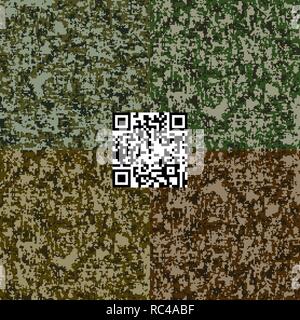 Quatre modèles de camouflage numérique parfaite. Forestiers classiques couleurs kaki militaire pixélisé de texture. Textiles de tissus élégants modernes répéter backg Illustration de Vecteur