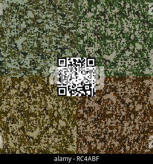 Quatre modèles de camouflage numérique parfaite. Forestiers classiques couleurs kaki militaire pixélisé de texture. Textiles de tissus élégants modernes répéter backg Illustration de Vecteur