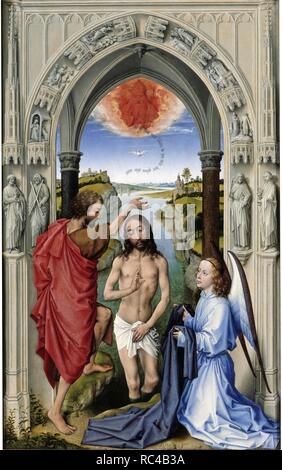 Le Baptême du Christ (l'autel de Saint Jean, au bord). Musée Staatliche Museen, Berlin :. Auteur :, Rogier van der Weyden. Banque D'Images