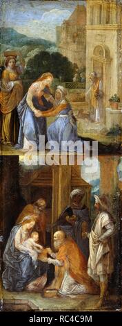 Scènes de la vie de la Vierge. Musée Staatliche Museen, Berlin :. Auteur : AMBROSIUS Holbein, ADAM. Banque D'Images
