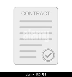 Contrat à l'icône gris modèle plat. Vector illustration. Contrat d'entreprise, symbole isolé sur fond blanc. Illustration de Vecteur