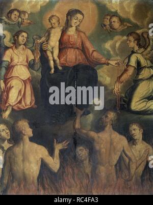 VIRGEN DEL ROSARIO - SIGLO XVI - RENACIMIENTO ESPAÑOL. Auteur : PACHECO, FRANCISCO. Emplacement : IGLESIA DE LA MAGDALENA. Sevilla. Séville. L'ESPAGNE. Banque D'Images