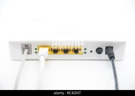 Internet connexion modem routeur lignes lignes de téléphone Banque D'Images