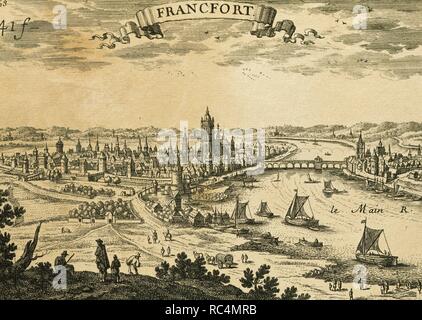 L'Allemagne. Francfort. Panorama. La gravure. 17e siècle. Banque D'Images