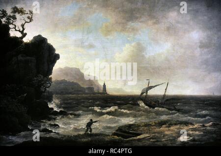 William Marlow (1740-1813). Peintre anglais. Vue sur la mer. Le Musée de l'Ermitage. Saint Petersburg. La Russie. Banque D'Images