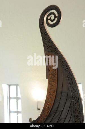 Navire Oseberg. Réalisés en bois de chêne. 9e siècle. Détail. Viking Ship Museum. Oslo. La Norvège. Banque D'Images