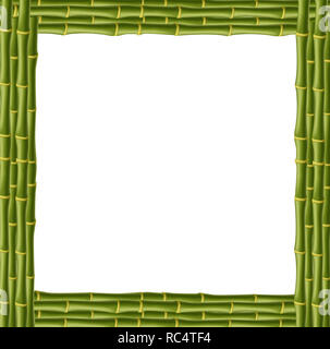 En bois vert carré border frame faite de tiges de bambou réaliste avec copie espace vide pour le texte ou image. clip art, bannière, modèle, pancarte, billb Banque D'Images