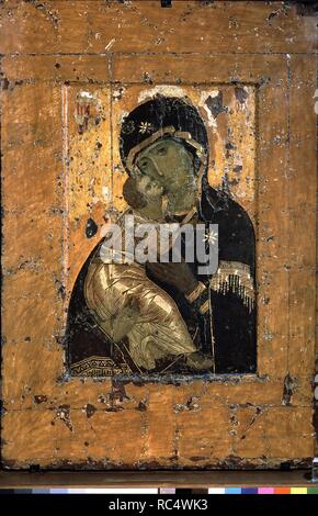 La Vierge de Vladimir. Musée : la Galerie nationale Tretiakov (Moscou). Auteur : icône byzantine. Banque D'Images