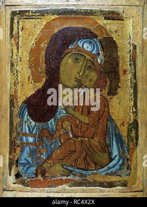 La Vierge Eleusa. Musée : Cathédrale de la Dormition au Kremlin de Moscou. Auteur : icône russe. Banque D'Images