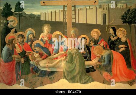 La lamentation sur le Christ. Musée : San Marco, Florence. Auteur : Fra Angelico. Banque D'Images