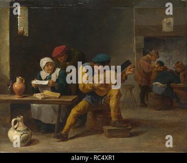 Paysans faisant de la musique dans une auberge. Musée : National Gallery, Londres. Auteur : Teniers le Jeune, DAVID. Banque D'Images