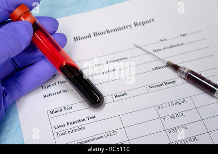 Collecte de sang pour analyse de biochimie sanguine pour les maladies métaboliques Banque D'Images