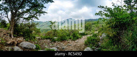 Vue panoramique des montagnes vertes du sentier de randonnée à Islamabad, Pakistan Banque D'Images