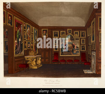 Ancienne salle à manger. Kensington Palace, illustration couleur / plaque. Auteur William Henry Pyne, illustré par J. Stephanoff. Musée : BRITISH LIBRARY. Banque D'Images