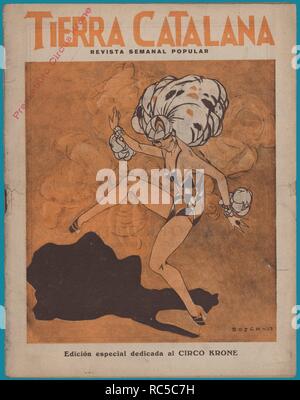 Portada de la revista semanal populaires Tierra Catalana, edició especial dedicada al Circo Krone, publicada en Barcelona, noviembre de 1927. Banque D'Images