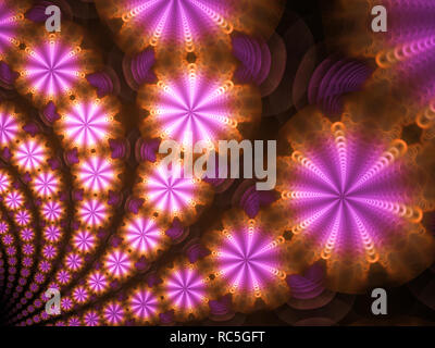 Rose et Orange Starburst fractale flamme circulaire Banque D'Images