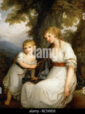 Portrait de Barbara Juliane von Krüdener (1764-1824) avec son fils Paul. Musée : Musée du Louvre, Paris. Auteur : KAUFFMANN, Angelica. Banque D'Images