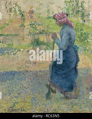 Fille de paysan travaillant. Musée : collection privée. Auteur : PISSARRO, Camille. Banque D'Images