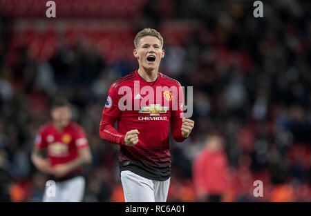 Londres, Royaume-Uni. 13 Jan, 2019. McTominay Scott de Man Utd à temps plein au cours de la Premier League match entre Tottenham Hotspur et Manchester United au stade de Wembley, Londres, Angleterre le 13 janvier 2019. Photo par Andy Rowland. Crédit : Andrew Rowland/Alamy Live News Banque D'Images