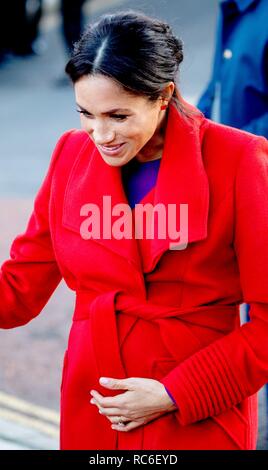 Birkenhead, UK. 14 Jan, 2019. Meghan, duchesse de Sussex à Hamilton Square à Birkenhead, le 14 janvier 2019, à respecter un certain nombre d'organisations locales qui appuient et l'autonomisation des groupes au sein de la communauté Photo : Albert Nieboer/ Pays-Bas OUT/Point de vue OUT | Crédit : afp photo alliance/Alamy Live News Banque D'Images