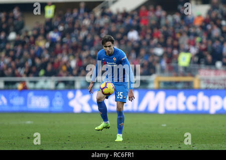 Torino, Italie. 13 Jan, 2019. Turin, Italie., . Federico Chiesa de la Fiorentina en action au cours de l'Italia Tim Cup match de football FC entre Turin et la Fiorentina. Crédit : Marco Canoniero/Alamy Live News Banque D'Images