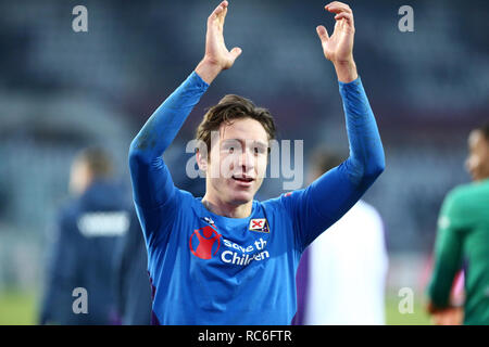 Torino, Italie. 13 Jan, 2019. Turin, Italie., . Federico Chiesa de la Fiorentina lors de l'Italia Tim Cup match de football FC entre Turin et la Fiorentina. Crédit : Marco Canoniero/Alamy Live News Banque D'Images