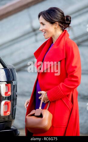 Birkenhead, UK. 14 Jan, 2019. Meghan, duchesse de Sussex à Hamilton Square à Birkenhead, le 14 janvier 2019, à respecter un certain nombre d'organisations locales qui appuient et l'autonomisation des groupes au sein de la communauté Photo : Albert Nieboer/ Pays-Bas OUT/Point de vue OUT | Crédit : afp photo alliance/Alamy Live News Banque D'Images