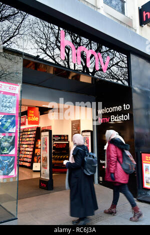 Bristol. HMV Music store dans Broadmead est dans la balance, les travailleurs pourraient avoir leur sort decidedin les prochaines 24h. HMV a également un magasin à Cribbs Causeway, le Mall. Crédit photo;Robert Timoney/Alamy/Live/News Banque D'Images