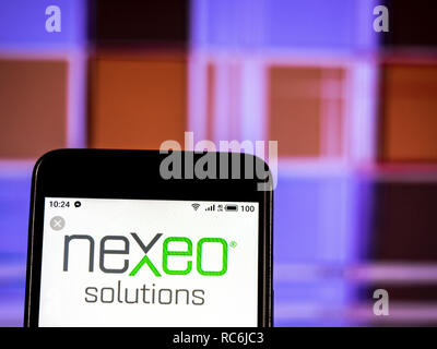 Kiev, Ukraine. 14 Jan, 2019. Nexeo Solutions Société vu le logo affiché sur un téléphone intelligent. Crédit : Igor Golovniov SOPA/Images/ZUMA/Alamy Fil Live News Banque D'Images