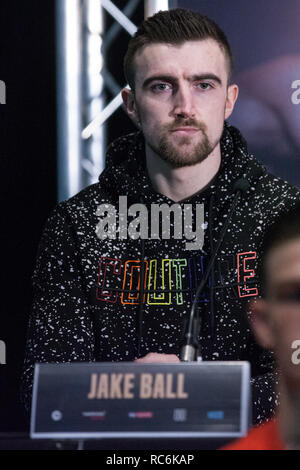 Londres, Royaume-Uni. 14 janvier, 2019. Surrey Light Heavyweight Jake Ball apparaît à la conférence de presse pour une carte à la boxe Matchroom 02 le 2 février où il se battra Craig Richards dans un 10 X 3 min Light-Heavyweight concours. Credit : Mark Kerrison/Alamy Live News Banque D'Images