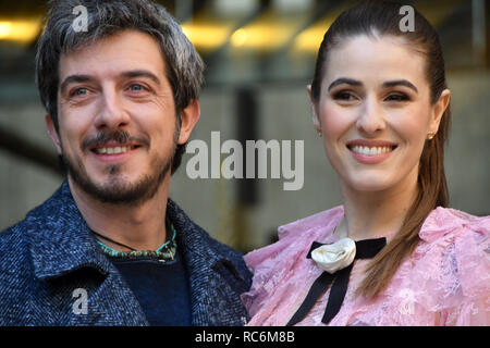 Rome, Italie. 14 janvier, 2019. Hôtel Le Mèridienne Visconti - film de présentation L'AGENCE DEI BUGIARDI Paolo Ruffini et Diana del Bufalo Credit : Crédit : Giuseppe Giuseppe Andidero Andidero/Alamy Live News Banque D'Images