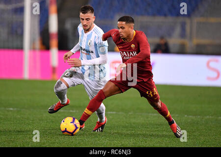 Foto Alfredo Falcone - LaPresse14/01/2019 Roma ( CalcioRoma Italia)Sport - Virtus EntellaTim Cup 2018 - 2019 Stadio Olimpico di RomaNella photo:kluivertPhoto Alfredo Falcone - LaPresse14/01/2019 Roma (Italie)Sport SoccerRoma EntellaTim - Virtus Cup 2018 2019 - Stade Olympique de RomaIn le pic:kluivert Banque D'Images