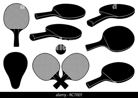 Ensemble de raquettes de ping-pong isolated on white Banque D'Images