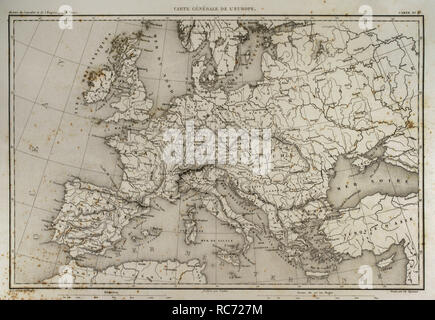 Carte générale de l'Europe. Atlas de l'Histoire du Consulat et de l'Empire. Histoire du Consulat et l'Empire de la France sous Napoléon par Marie Joseph Louis Adolphe Thiers (1797-1877). Dessins par Dufour, gravures par Dyonnet. Édité à Paris, 1864. Banque D'Images