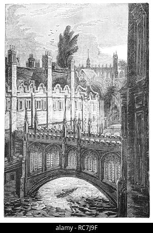 Le Pont des Soupirs à Cambridge, en Angleterre, est un pont couvert au St John's College, Cambridge University. Il a été construit en 1831 et traverse la rivière Cam entre la Cour et le troisième collège nouvelle cour. L'architecte était Henry Hutchinson et il est nommé d'après le Pont des Soupirs à Venise, bien qu'ils ont peu en commun l'architecture au-delà du fait qu'ils sont tous les deux couverts. Un mythe commun déclare que c'était les élèves qui ont nommé ce pont "pont des soupirs", pour leurs soupirs sur le traitement de leurs chambres sur le dos à l'intention des cabinets des tuteurs dans le collège principal des tribunaux. Banque D'Images